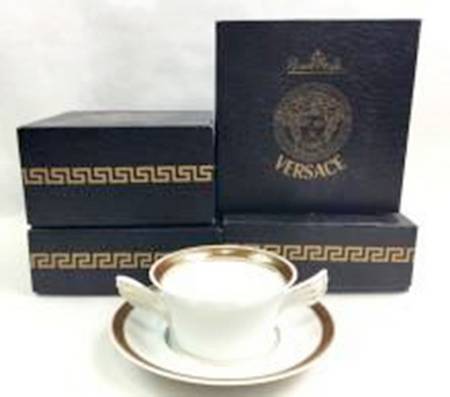 Medaillon Meandre Marron Flat Cream Soup Bowl & Saucer Set