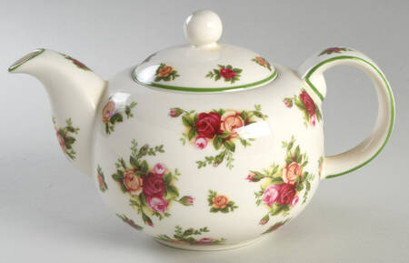 Old Country Roses Cream (Green Trim) Teapot & Lid