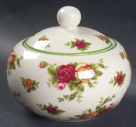 Old Country Roses Cream (Green Trim) Sugar Bowl & Lid by Royal Albert