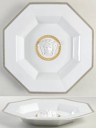 Gorgona (White) 14" Octagonal Serving Bowl