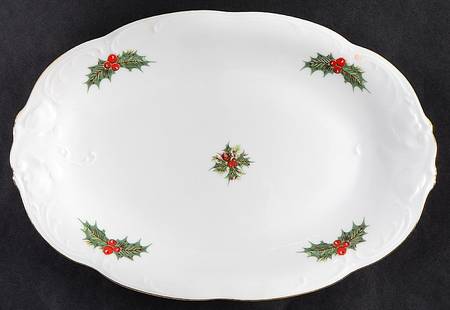Holiday Holly 11" Oval Serving Platter