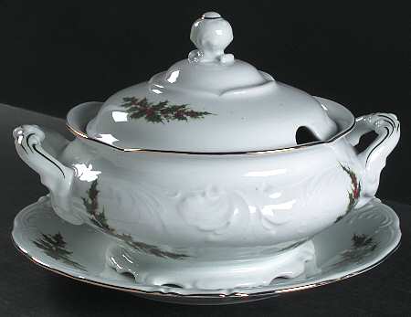 Holiday Holly Tureen & Lid w/Underplate