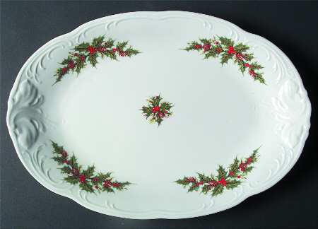 Holiday Holly 13" Oval Serving Platter