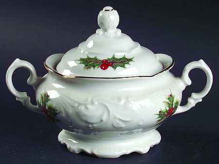 Holiday Holly Sugar Bowl & Lid