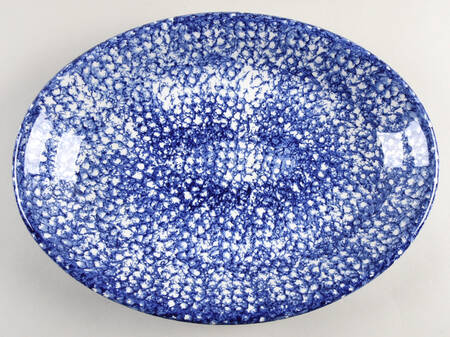 Sponge Blue 15" Oval Serving Platter