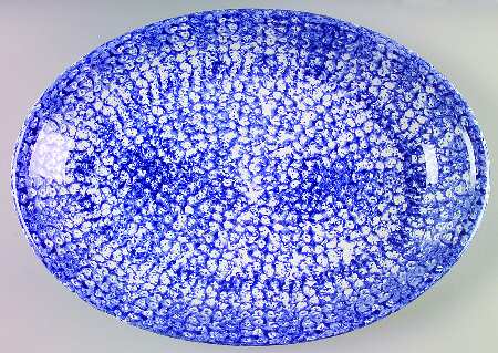 Sponge Blue 16" Oval Serving Platter