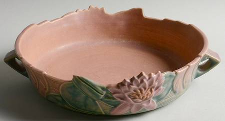 Water Lily Pink Green 10" Centerpiece/Console Bowl