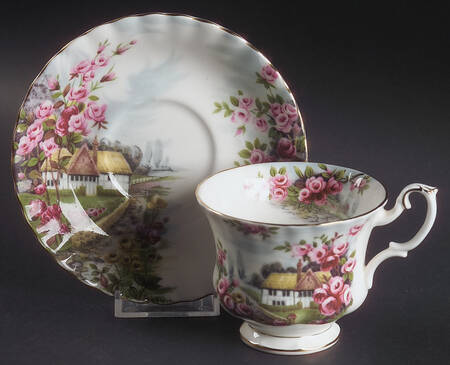 Country Scenes Footed Cup & Saucer Set