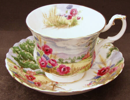 Country Scenes Footed Cup & Saucer Set
