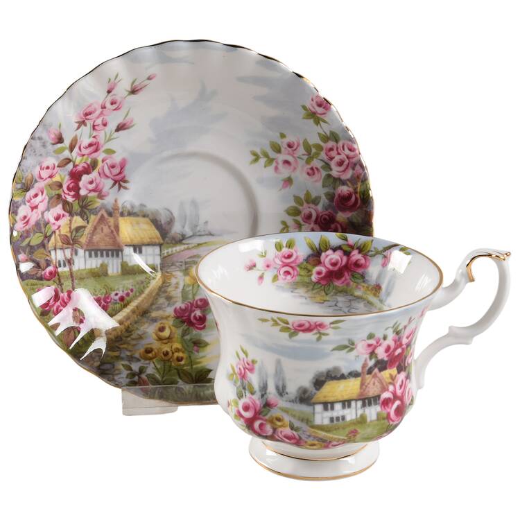 Country Scenes Footed Cup & Saucer Set