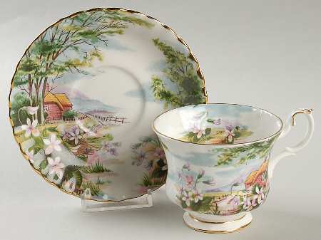 Country Scenes Footed Cup & Saucer Set