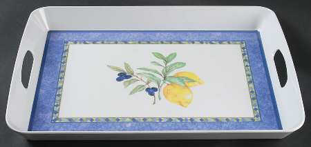 Carmina 18" Rectangular Handled Serving Melamine Tray