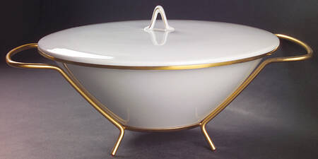 Classic Gold Round Covered Vegetable-Uses RV9 As Base W/Mtl Std