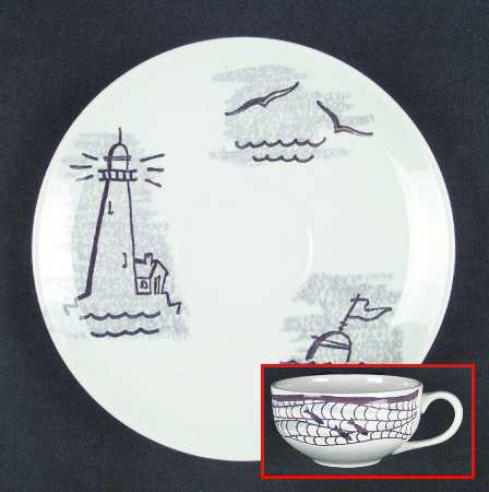 Seafare Flat Cup & Saucer Set