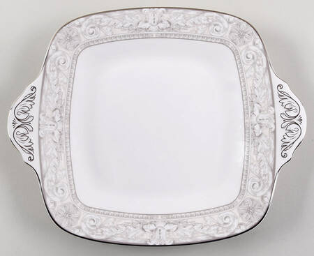 Naples Platinum Square Handled Cake Plate