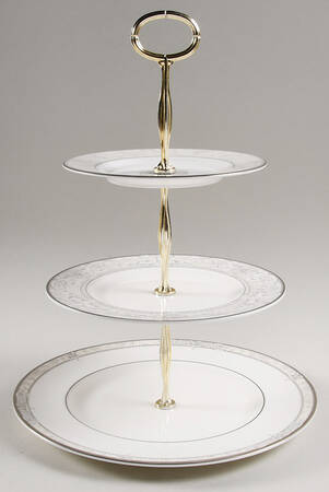 Naples Platinum 13 7/8"-14 1/4" 3-Tiered Serving Tray(DP,SP,BB) HC