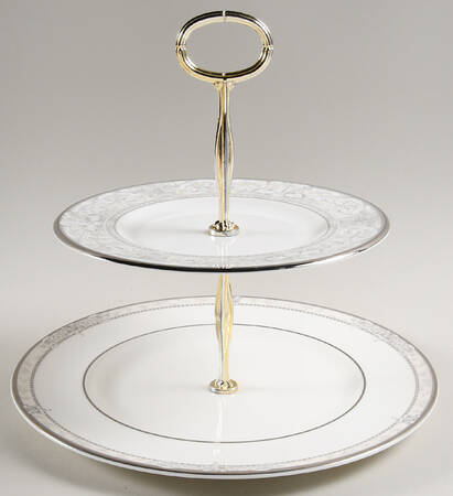 Naples Platinum 6 5/8"-10"  2 Tiered Serving Tray (Dp, Sp) HC