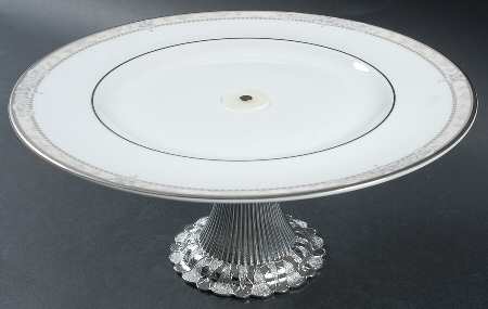 Naples Platinum Cake Stand with 4"-5" Metal Pedestal  Hc