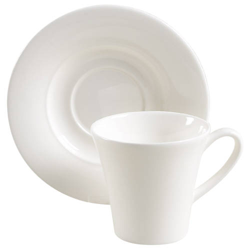 Fusion White Flat Cup & Saucer Set