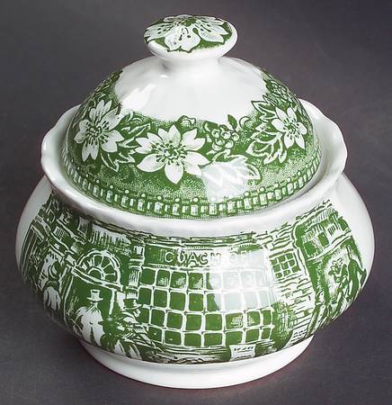 Coaching Taverns Green Mini Sugar Bowl & Lid