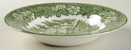 Coaching Taverns Green Large Rim Soup Bowl