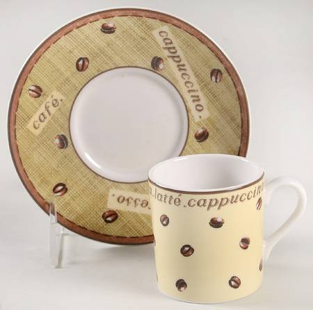 Coffee Time Flat Demitasse Cup & Saucer Set