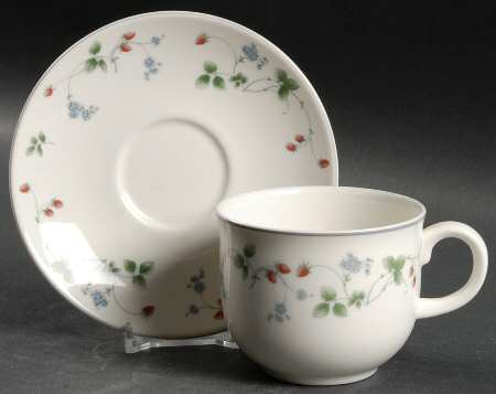 Strawberry Fayre Red Flat Cup & Saucer Set