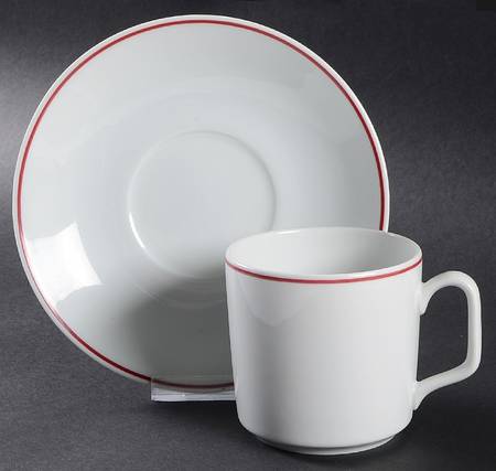 R6L1 Red Flat Cup & Saucer Set