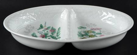 Somerset Flowers 12" Oval Divided Vegetable Bowl