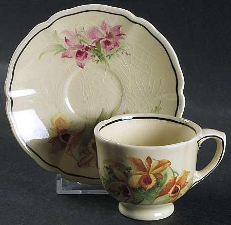 Orchid Footed Demitasse Cup & Saucer Set