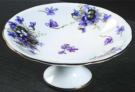 Spring Violets Round Compote (Height X Width)