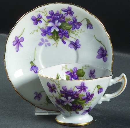 Spring Violets Footed Demitasse Cup & Saucer Set