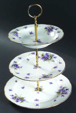 Spring Violets 3 Tier Serving Tray (DP,SP,SOR)