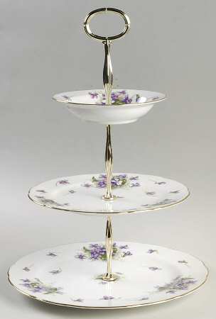 Spring Violets 3-Tiered Serving Tray (DP, SP, FR)