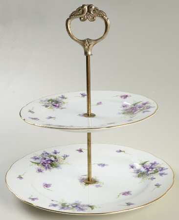 Spring Violets 2 Tiered Serving Tray (Dinner & Salad Plate)