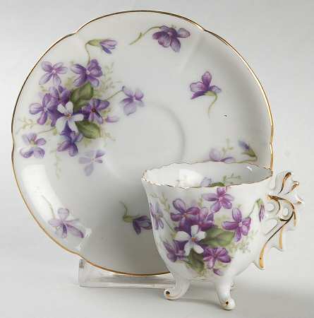 Spring Violets Footed Demitasse Cup & Saucer Set