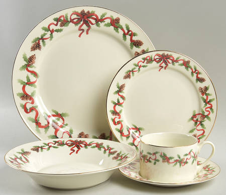 Holiday Ribbons 5 Piece Place Setting