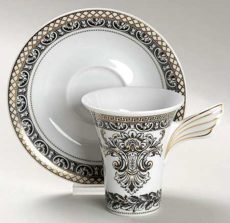 Marqueterie Flat Demitasse Cup & Saucer Set