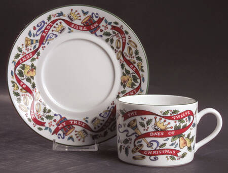 Twelve Days of Christmas Flat Cup & Saucer Set