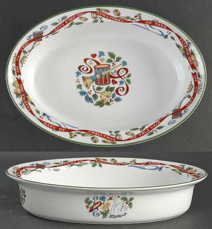 Twelve Days of Christmas 11" Oval Vegetable Bowl