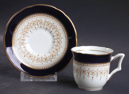 Regency Cobalt Blue (Cream Background) Flat Demitasse Cup & Saucer Set