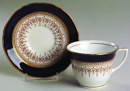 Regency Cobalt Blue (Cream Background) Flat Demitasse Cup & Saucer Set