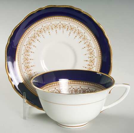 Regency Cobalt Blue (Cream Background) Footed Cup & Saucer Set