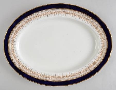 Regency Cobalt Blue (Cream Background) 13" Oval Serving Platter