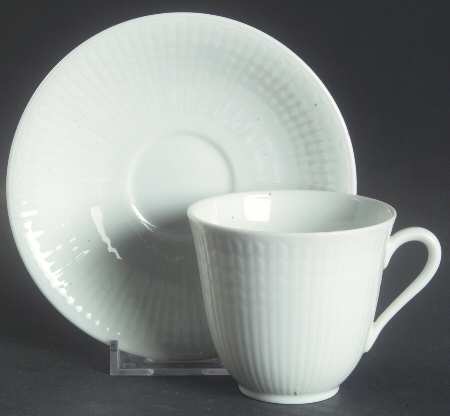 Swedish Grace Snow (White) Flat Demitasse Cup & Saucer Set