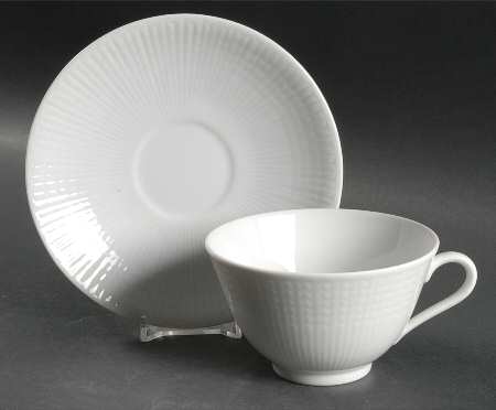 Swedish Grace Snow (White) Footed Cup & Saucer Set
