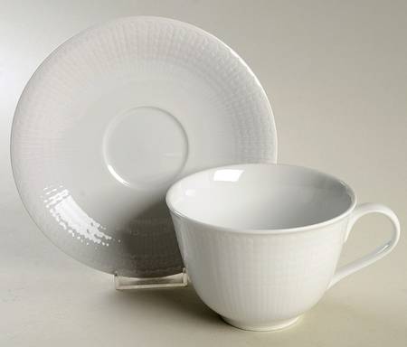 Swedish Grace Snow (White) Footed Cup & Saucer Set