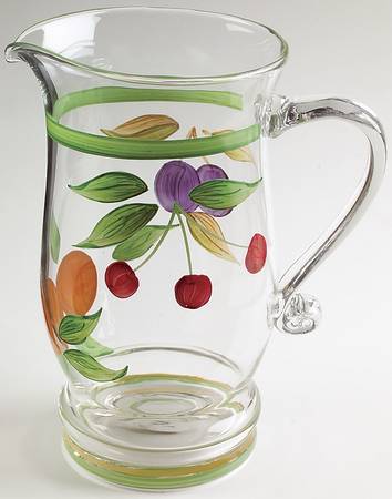 Evesham Orchard 64 Oz Glassware Handpainted Pitcher
