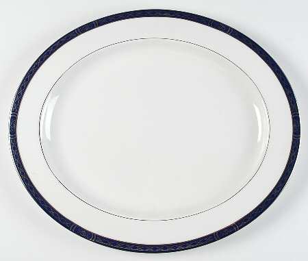 Mountbatten Cobalt Blue (Platinum Trim) 16" Oval Serving Platter