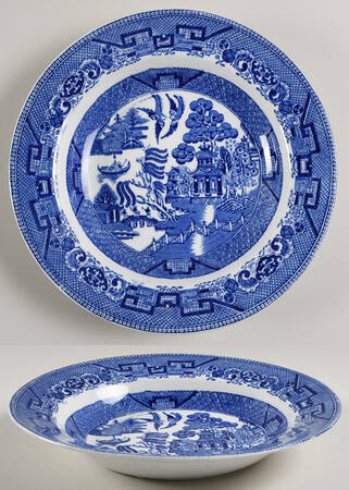 Blue Willow (White Background) Rim Soup Bowl